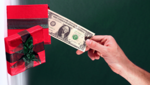 A gift box and a dollar money